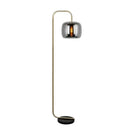 Designer floor lamp with smoked glass globe stone