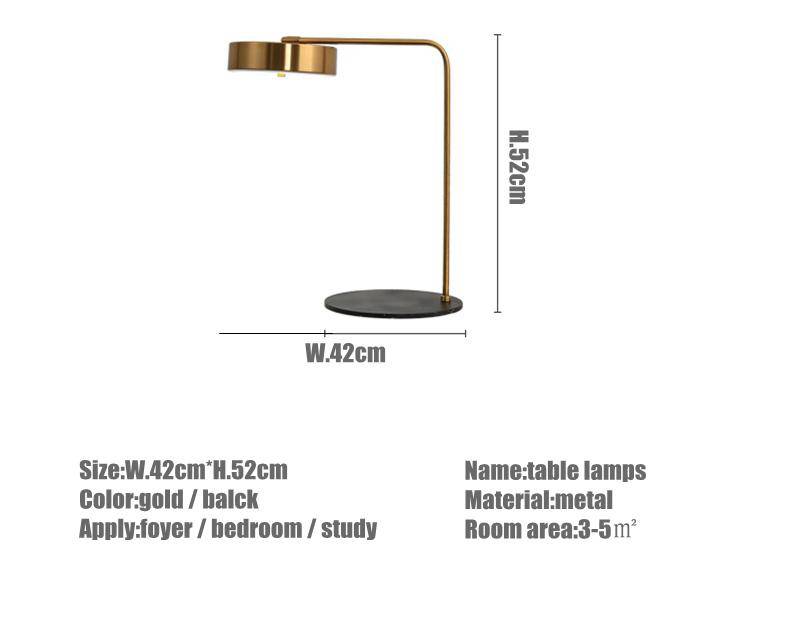 Rounded gold bedside or desk lamp study - vue 4 sur 8