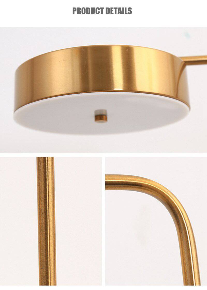 Rounded gold bedside or desk lamp study - vue 8 sur 8
