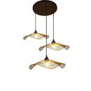 Japanese style bamboo pendant light saucer
