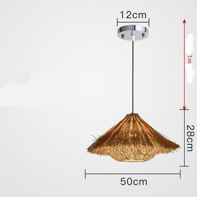Woven straw triangle pendant light - vue 9 sur 9