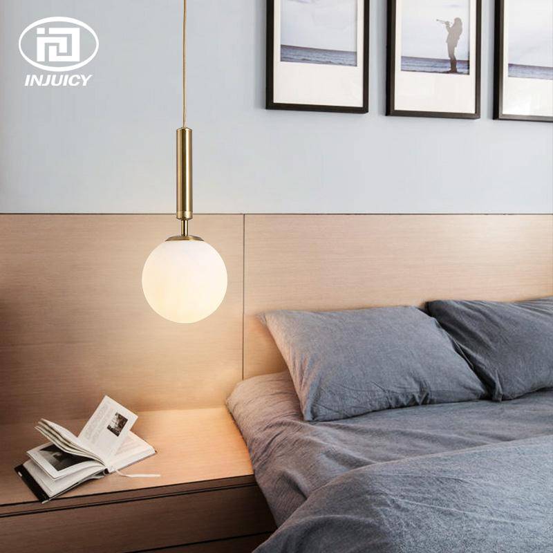 Glass ball LED pendant light with cylindrical holder - vue 3 sur 8