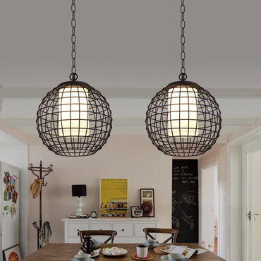 Ball shaped cage pendant light