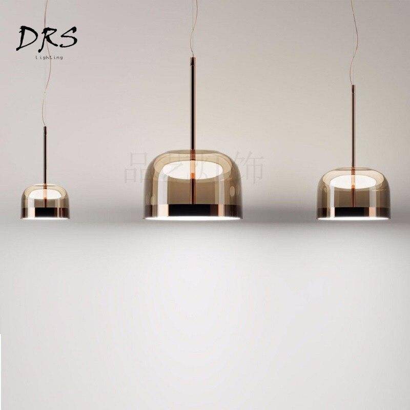 Glass and chrome LED designer pendant light - vue 3 sur 5