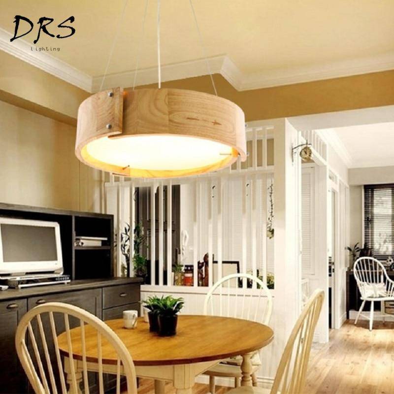 Designer wooden pendant light with curved circles