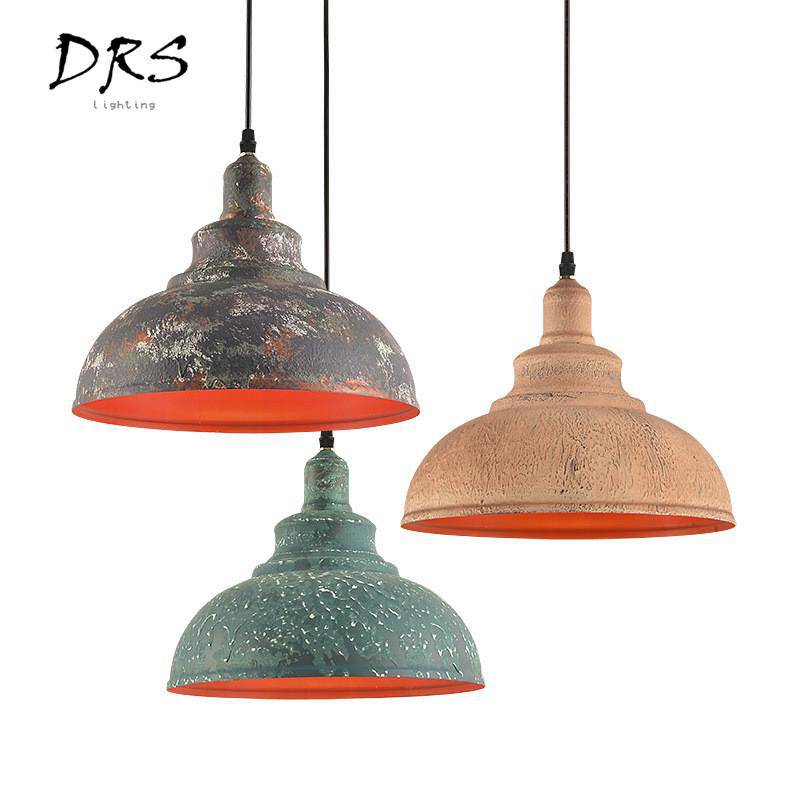 Rustic pendant light in aged copper industrial style - vue 8 sur 8