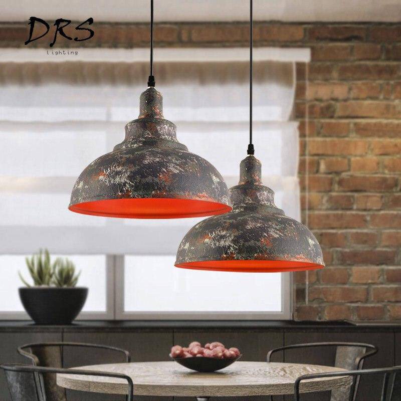 Rustic pendant light in aged copper industrial style - vue 4 sur 8