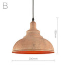 Rustic pendant light in aged copper industrial style