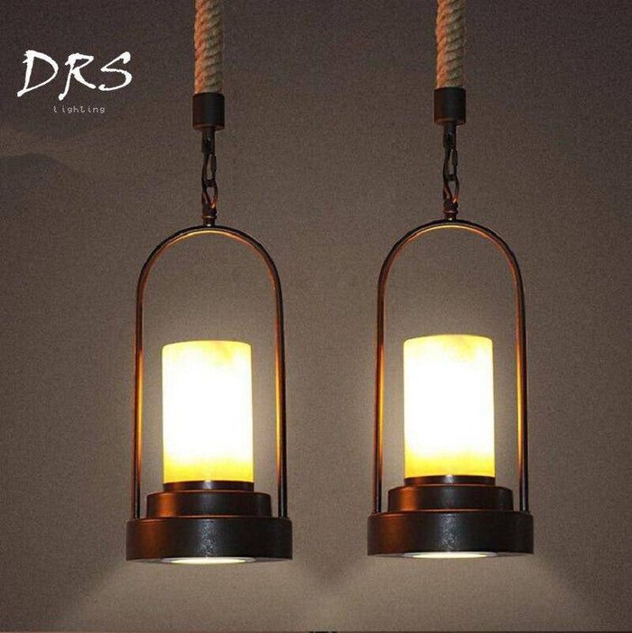 Rustic pendant light with faux candle rural