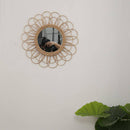 Decorative Round Rattan Flower Petal Wall Mirror