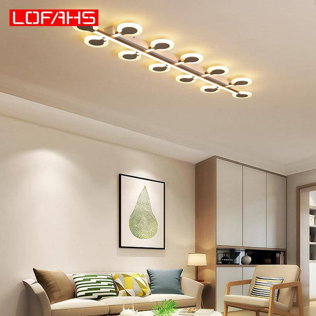 Modern LED ceiling light bar with circles for entrance