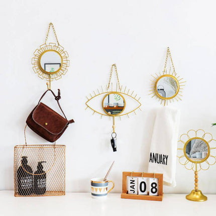 Nordic Yellow Round Decorative Hanging Wall Mirror