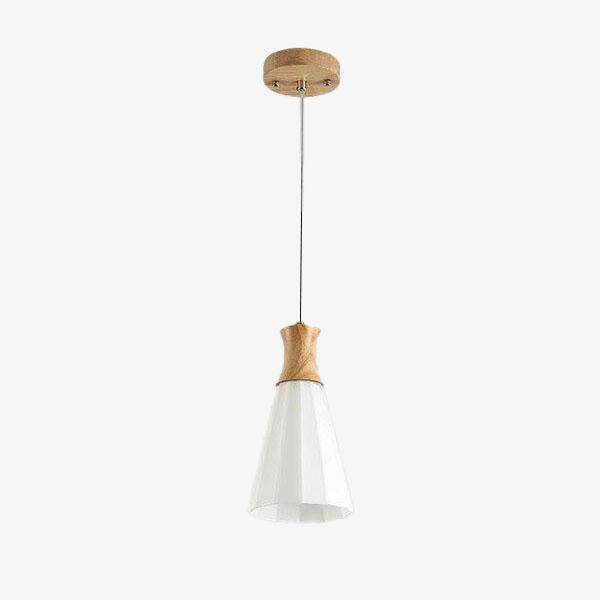 Scandinavian white LED pendant light with wood shade