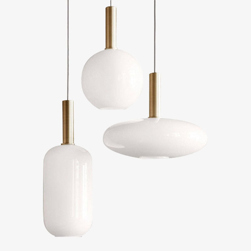 Modern oval white glass pendant light Valette